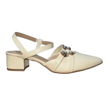 Imagem de Scarpin Slingback de Salto Bloco com Pedrarias Feminino Beira Rio 4182
