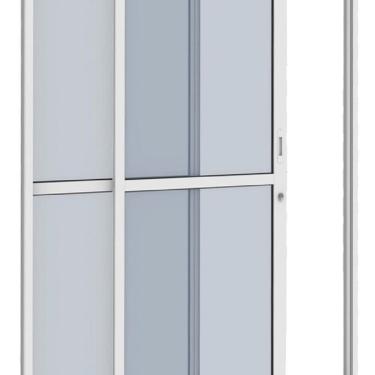 Imagem de Porta de Alumínio de Correr 210x150cm 2 Folhas com Travessa e Vidro Branco