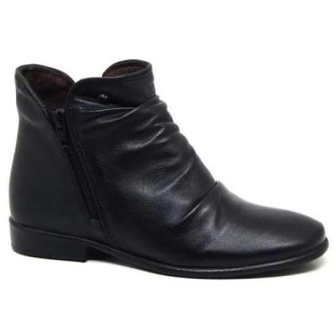 Imagem de Bota perlatto feminina luna c/ziper em couro lun679, Preto, Burnet, 35