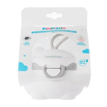 Imagem de Kit Pote e Dosador Pimpolho de Leite em Pó Lúdico Branco