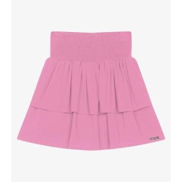 Imagem de Saia Infantil Viscose Slub Babados Trick Nick Rosa, 4, Rosa