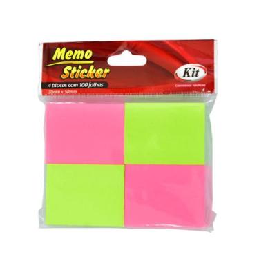 Imagem de Blocos Adesivos (PostIt) 38mm x 50mm Neon - KIT