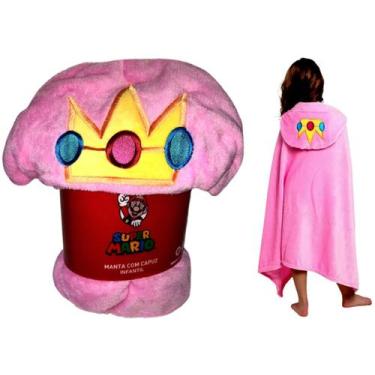 Imagem de Manta Cobertor Infantil Rosa Com Capuz Princesa Peach - Personagem Do 