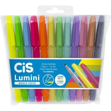 Imagem de Caneta Marca Texto CIS Lumini 12 Cores Blister Blister - Sertic