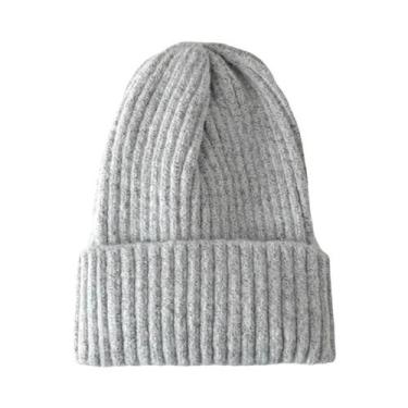Imagem de Gorro Feminino De Inverno Em Tricô Quente E Macio Estilo Kpop Moderno 