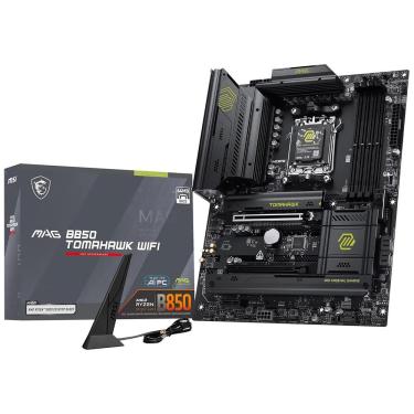 Imagem de Placa Mãe MSI Mag B850 Tomahawk Wi-Fi com Socket AM5 DDR5 Preto Bluetooth 5.2 RGB 4x M.2 Pcie 5.0 Gamer