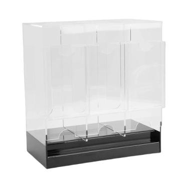 Imagem de Dispensador De Pacotes De Cartões Em Acrílico Com 3 Slots E Base Preta