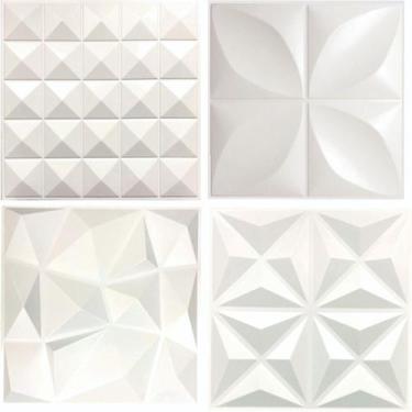 Imagem de kit 140 placas 3d PVC 25 x 25 modelo petalas - Termo Blister, BRANCO