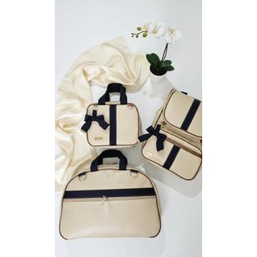 Imagem de KR RK Bolsas Kit Bolsas Maternidade liso, Mala, Mochila e Frasqueira, 