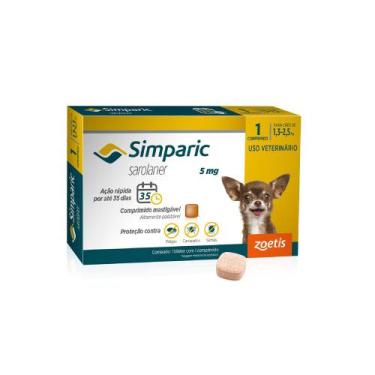 Imagem de Antipulgas Simparic pra Cães com 1,3 kg a 2,5kg 1 Comprimido - Zoetis