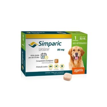 Imagem de Antipulga Simparic pra Cães com 20,1 kg a 40 kg 1 Comprimido - Zoetis