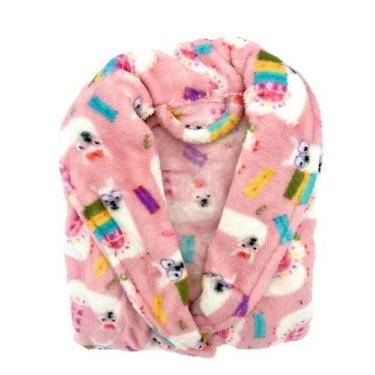 Imagem de Roupão Infantil  Camesa Menino / Menina Estampas Microfibra, M, Lhama