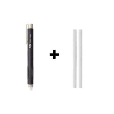 Imagem de Kit Caneta Borracha Auto Eraser Preto Er-20 Preto + Refil 2 Borrachas 
