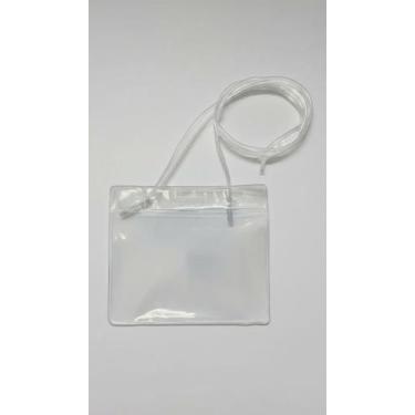 Imagem de Porta Crachá Cristal Horizontal 7x10cm com Cordão - 50 Un - Congratula