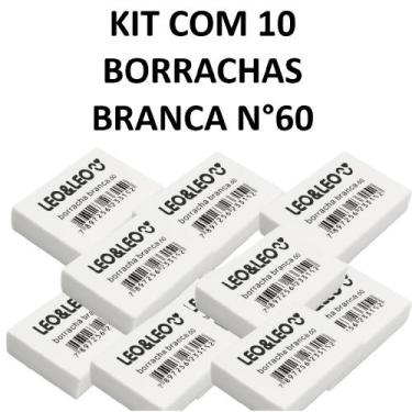 Imagem de Kit com 10 borrachas branca escolar escritório leo&leo - LEONORA