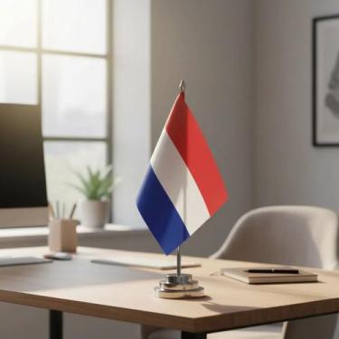 Imagem de Bandeira Mesa Dupla Face Holanda Mastro 29 Cm (20x14cm) - SP Bandeiras