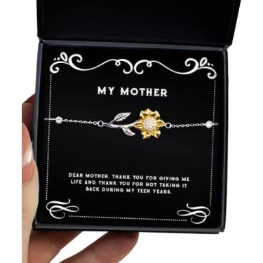 Imagem de SpreadPassion Dear Mother, Thank You for Giving Me Life and Thank You Fore. Pulseira de girassol, presente de mãe de filho filha, perfeito para a mãe