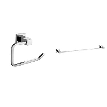 Imagem de 1 Porta Toalha 30cm. E 1 Porta Papel Higiênico Quadrado