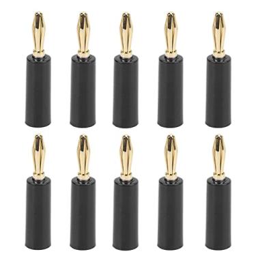 Imagem de 10 pçs Banana Plugs 4 mm Conector de entrada de áudio sem solda Straight Six Blade Head para equipamentos eletrônicos industriais, fio de alto-falante, placa de parede, home theater (preto)