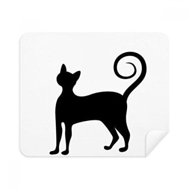 Imagem de Pano de limpeza Black Cat Mewing Elegant Animal Outline Limpador de tela 2 peças de tecido de camurça