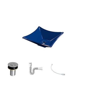 Imagem de Kit Cuba L30 C/Válvula Click 1''B (2,6cm) + Sifão Pvc + Flexível Azul Escuro