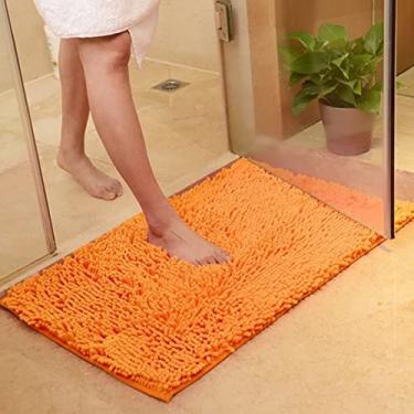 Imagem de Tapete de banheiro de chenille luxuoso, tapete de banho antiderrapante absorvente de água macio tapetes de microfibra Shagggy lavável à máquina, tapete pequeno extragrosso para o chão do chuveiro 16 x 24 polegadas/40 x 60 cm