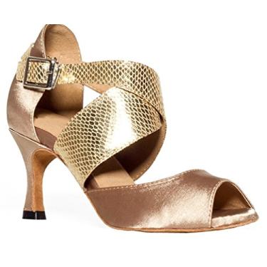 Imagem de Salabobo L013 feminino sexy tango latino cha-cha baile festa de casamento formatura peep toe salto personalizado cetim dança sapatos, Pele, 8