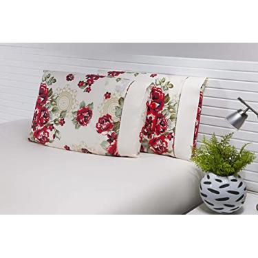 Imagem de Jogo Lençol Casal 3 Pc (1,88m x 1,38m x 40cm alt) Percal 150 Fios 100% Algodão Estampado palha