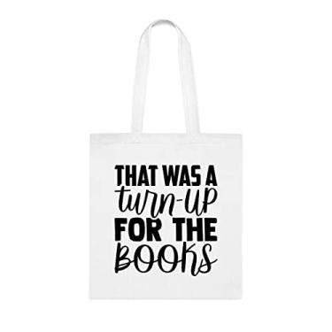 Imagem de That Was A Turn Up For The Books, Sacola Engraçada, Bolsa de Ombro, Sacolas Reutilizáveis, Cesta de Aniversário de Natal, Branco