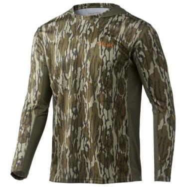 Imagem de HUK Moletom masculino Icon X Camo | FPS 50+ Camisa de pesca de manga comprida, Mossy Oak Bottom land, G