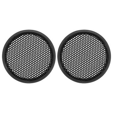Imagem de X AUTOHAUX 2 peças de 3,8 cm capa de alto-falante de áudio de carro preta de malha subwoofer protetor de buzina de grelha