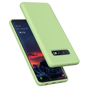 Imagem de E Segoi Projetada para Galaxy S10 Plus 16.3 cm, S10+ Capa à prova de choque de borracha gel de silicone líquido à prova de choque almofada de forro de pano de microfibra macia compatível com S10 Plus
