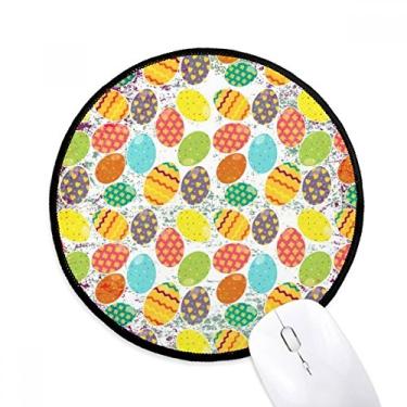 Imagem de Festival de religião de Páscoa Ovo Flor Coração Mouse Pad Desktop Escritório Tapete Redondo para Computador