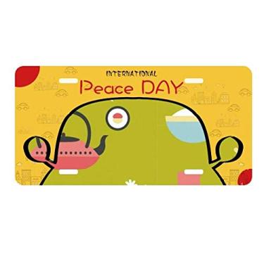 Imagem de DIYthinker Copo de chá de arroz para sushi Japão placa de licença etiqueta decoração de carro dia da paz