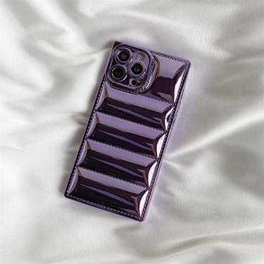 Imagem de Capa de telefone de revestimento para baixo para iPhone 13 Pro Max 12 11 XS X XR 7 8 Plus SE Proteção Pára-choques Capa de Baiacu, Roxo Claro, Para iPhone 13