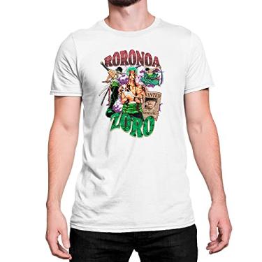 Imagem de Camiseta One Piece Roronoa Zoro Samurai Wanted Money Cor:Branco;Tamanho:G
