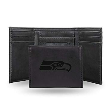 Imagem de Carteira com três dobras gravada a laser NFL Rico Industries, cor do time Seattle Seahawks, 8,25 x 10,16 cm