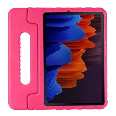 Imagem de Capa para Samsung Galaxy Tab S7 Plus 12.4 T970 T975, capa leve à prova de choque para crianças com alça para Samsung Galaxy Tab S7 Plus 12.4 T970 T975 (rosa vermelha)