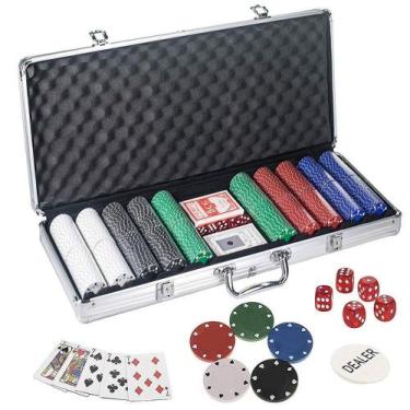 Imagem de Maleta Poker Profissional Kit Completo 500 Fichas Baralho Dados Em Alu