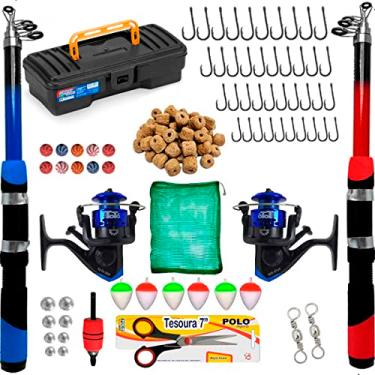 Imagem de Kit De Pesca Completo 2 Varas Telescopica + Caixa, Molinete e Acessorios