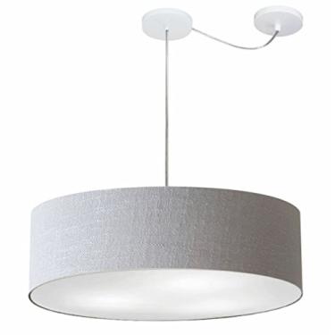 Imagem de Lustre Pendente com Desvio de Centro Cúpula Tecido 60x15 cm, Vivare Iluminação, Pendente4265 CZ, Cinza, Grande