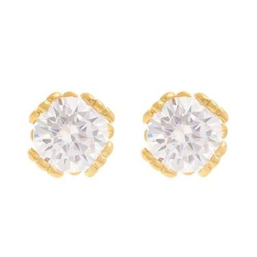 Imagem de Brinco Rommanel Folheado Ouro Solitário Redondo Pedra 524407