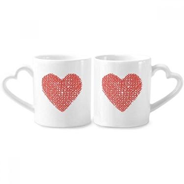 Imagem de Conjunto de canecas de porcelana com desenho de coração rosa para dia dos namorados para casais com alça de coração