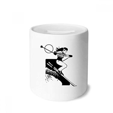 Imagem de DIYthinker Caixa de moedas de cerâmica preta com estampa de dinossauro, presente de cofrinho