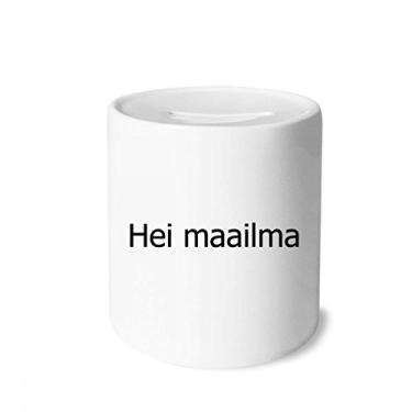 Imagem de DIYthinker Caixa para dinheiro finlandesa Hello World porta-moedas de cerâmica para presente de cofrinho