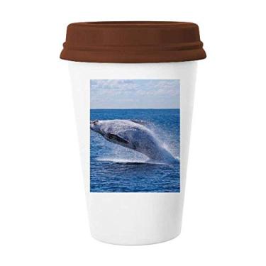 Imagem de Caneca de vidro de cerâmica com imagem da natureza de peixe jubarte do oceano