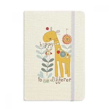 Imagem de Caderno de desenho de girafa amarelo com estampa de animal, capa dura de tecido, diário clássico