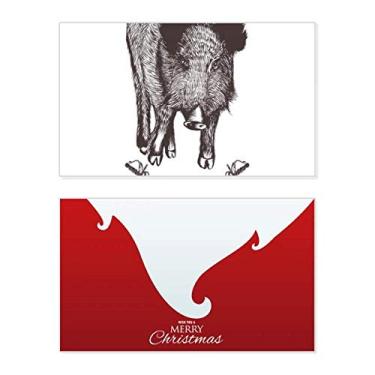 Imagem de Espada de Javali Coroa Animal Estilo Barroco Feriado Feliz Natal Cartão de Parabéns Mensagem de Letras de Natal