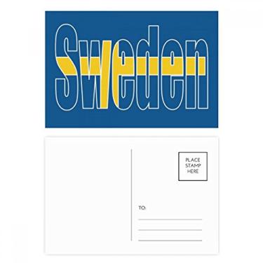 Imagem de Conjunto de cartão postal com nome da bandeira da Suécia para aniversário, cartão de agradecimento
