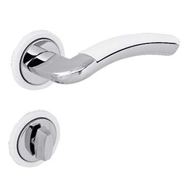 Imagem de Fechadura Hebe II Wc com Detalhe, Arouca Fechaduras, 5095548/55-ZC/EB, Cromado/Branco